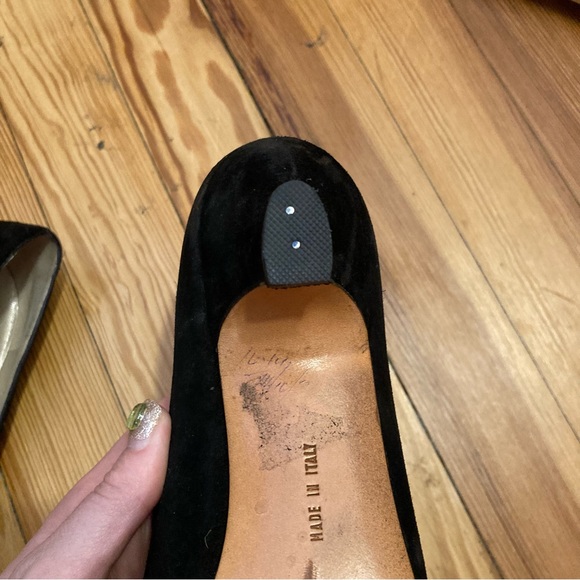 Vintage Ferragamo Black Suede and Grosgrain Pumps Dark Academia Perfection 8 AA - Picture 7 of 9